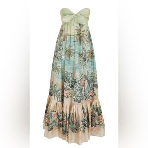 Zimmermann Vacay Midi Dress Size 2 S/M $895 Tropical Print Green Pink